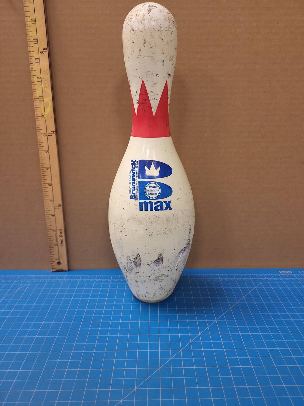 Brunswick Max Bowling Pin Vintage Ten Pin Bowling Alley Game Room Decor USA